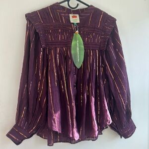 Farm Rio purple with gold cotton shirt awesome!!!!